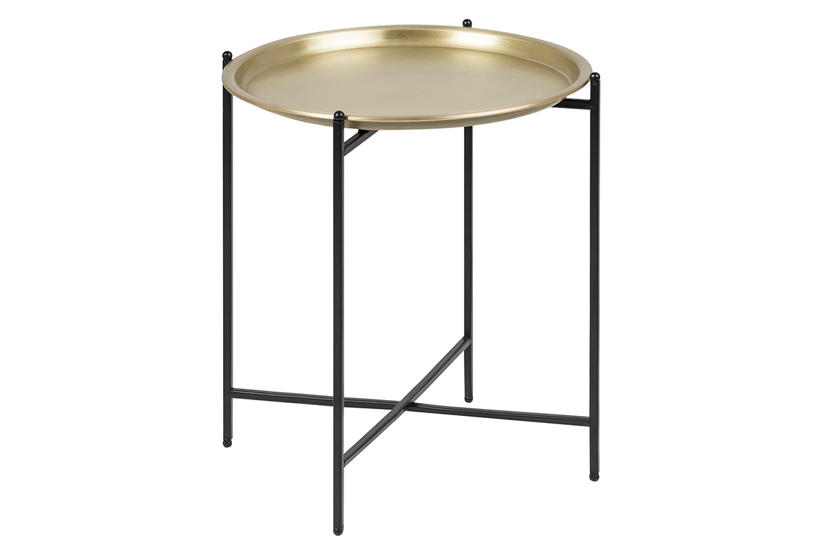 Table d'appoint design ronde m�tal dor� LUZ