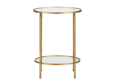 Table d'appoint deux plateaux laiton dor&eacute; PYOU