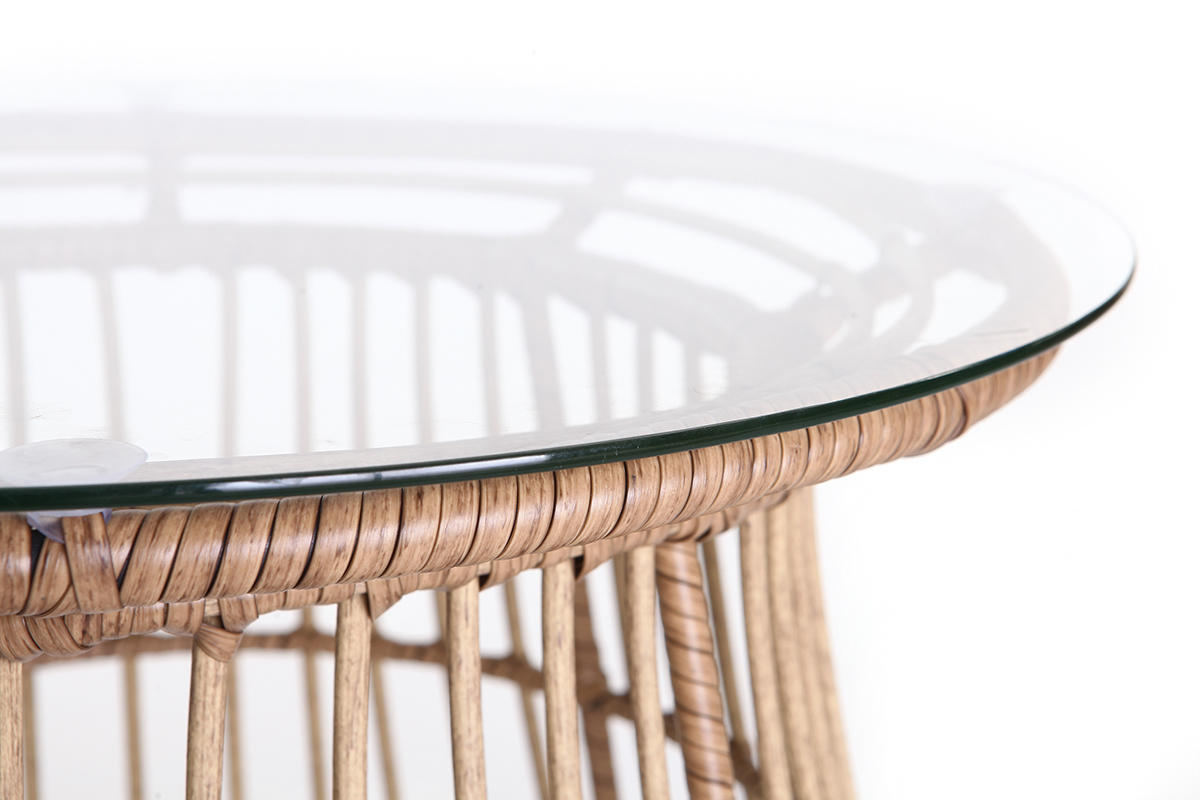 Table d'appoint en fils de rsine faon rotin BELLAVISTA