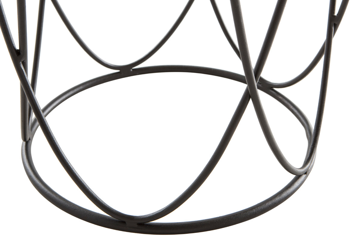Table d'appoint ronde bois clair ch�ne et m�tal noir LACE