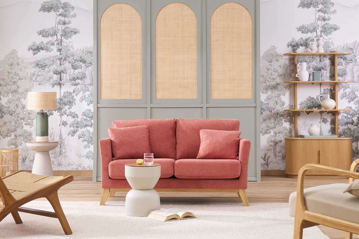 Table d'appoint ronde design avec rangement en mtal grge et bois manguier massif D30 cm YOYO