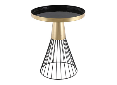 Table d'appoint ronde en acier laqué noir et doré D41 cm SPLEEN