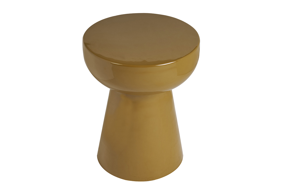 Table d'appoint ronde en m�tal �maill� bronze D34 cm MOGOU