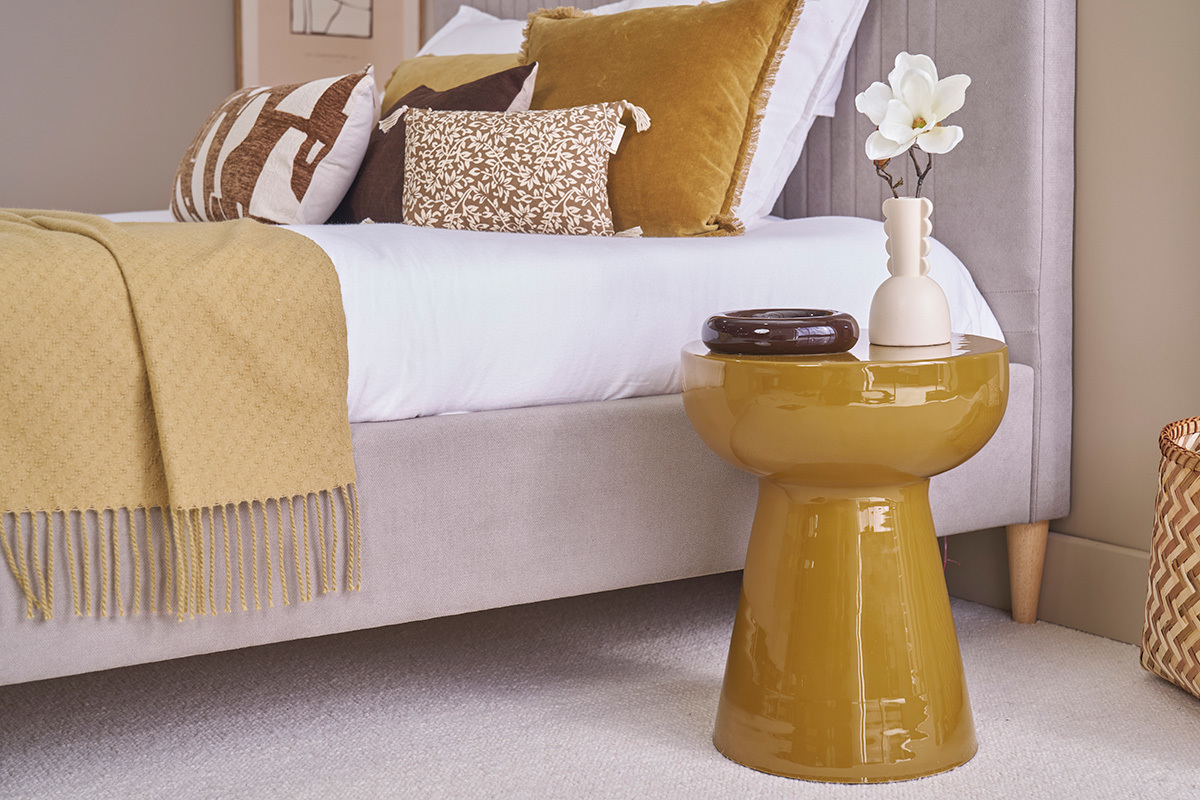 Table d'appoint ronde en m�tal �maill� bronze D34 cm MOGOU