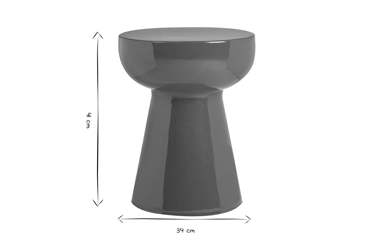 Table d'appoint ronde en m�tal �maill� bronze D34 cm MOGOU