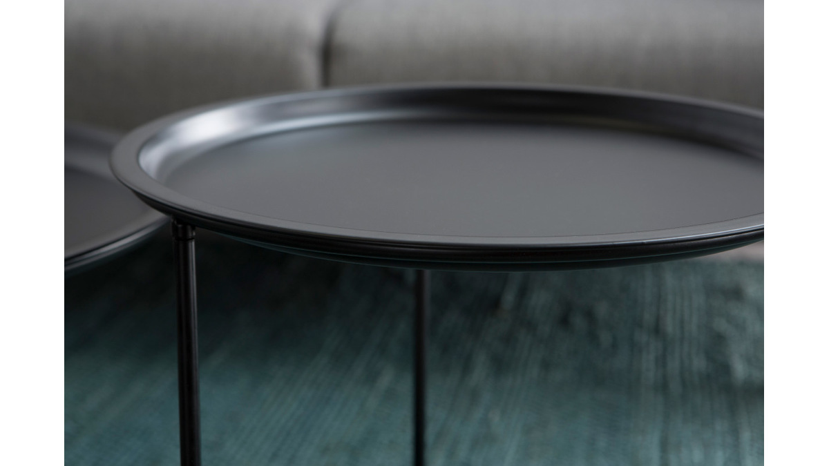 Table d'appoint ronde en mtal noire 40 cm ABEL
