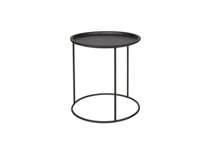 Table d'appoint ronde en m&eacute;tal noire 40cm ABEL