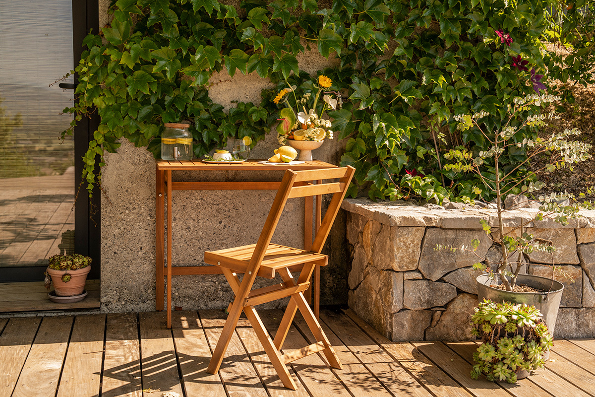 Table de balcon pliante en bois massif L80 cm CARMEN