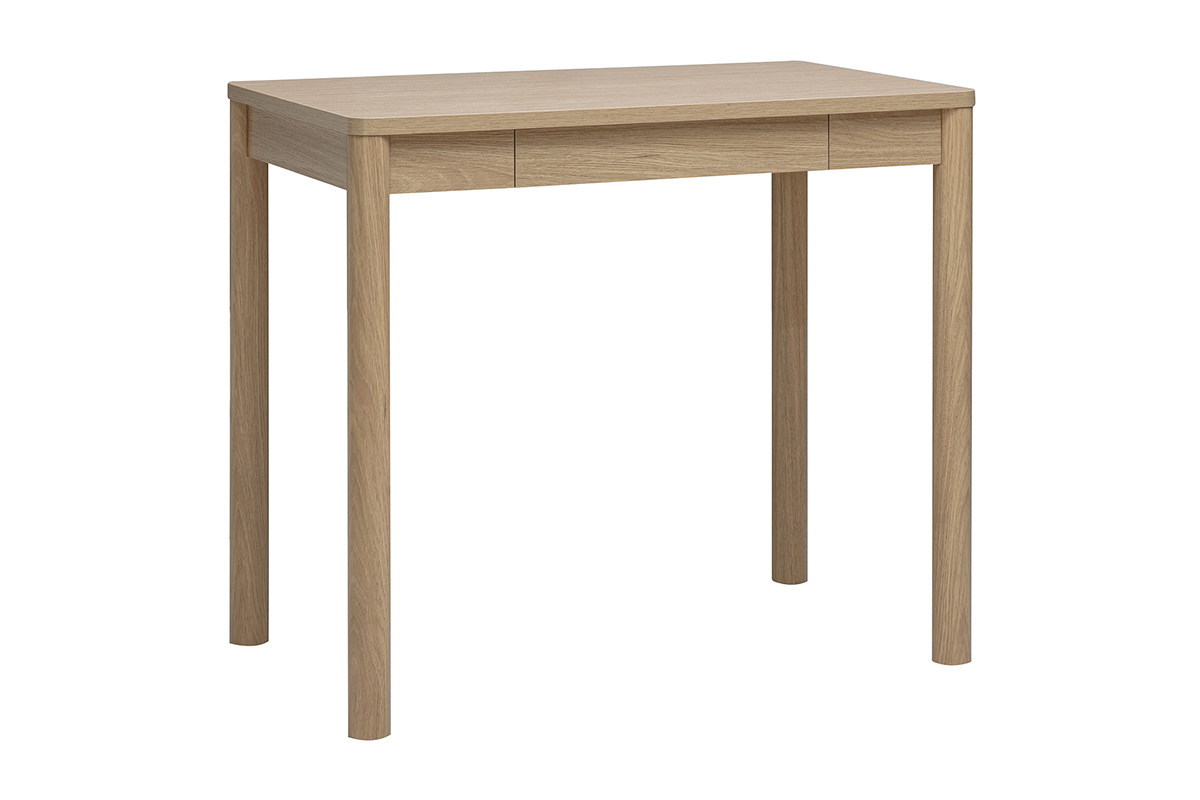 Table de bar avec rangement finition bois clair ch�ne L100 cm IZZIE
