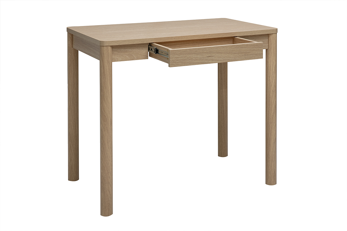 Table de bar avec rangement finition bois clair ch�ne L110 cm IZZIE