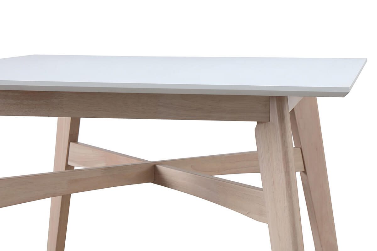 Table de bar carr�e bois et blanc LEENA