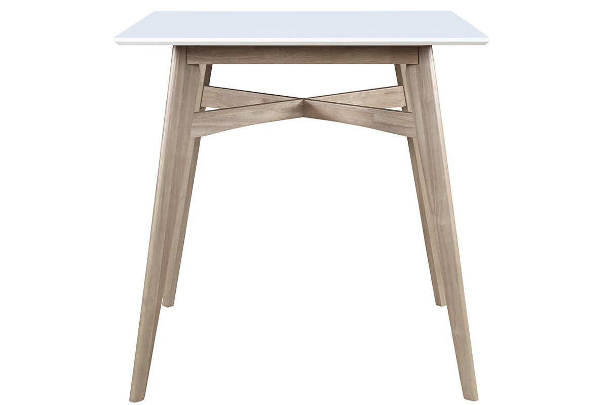 Table de bar carr�e bois et blanc LEENA
