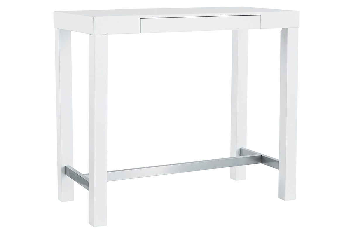Table de bar design blanc laqu� mat ALEX