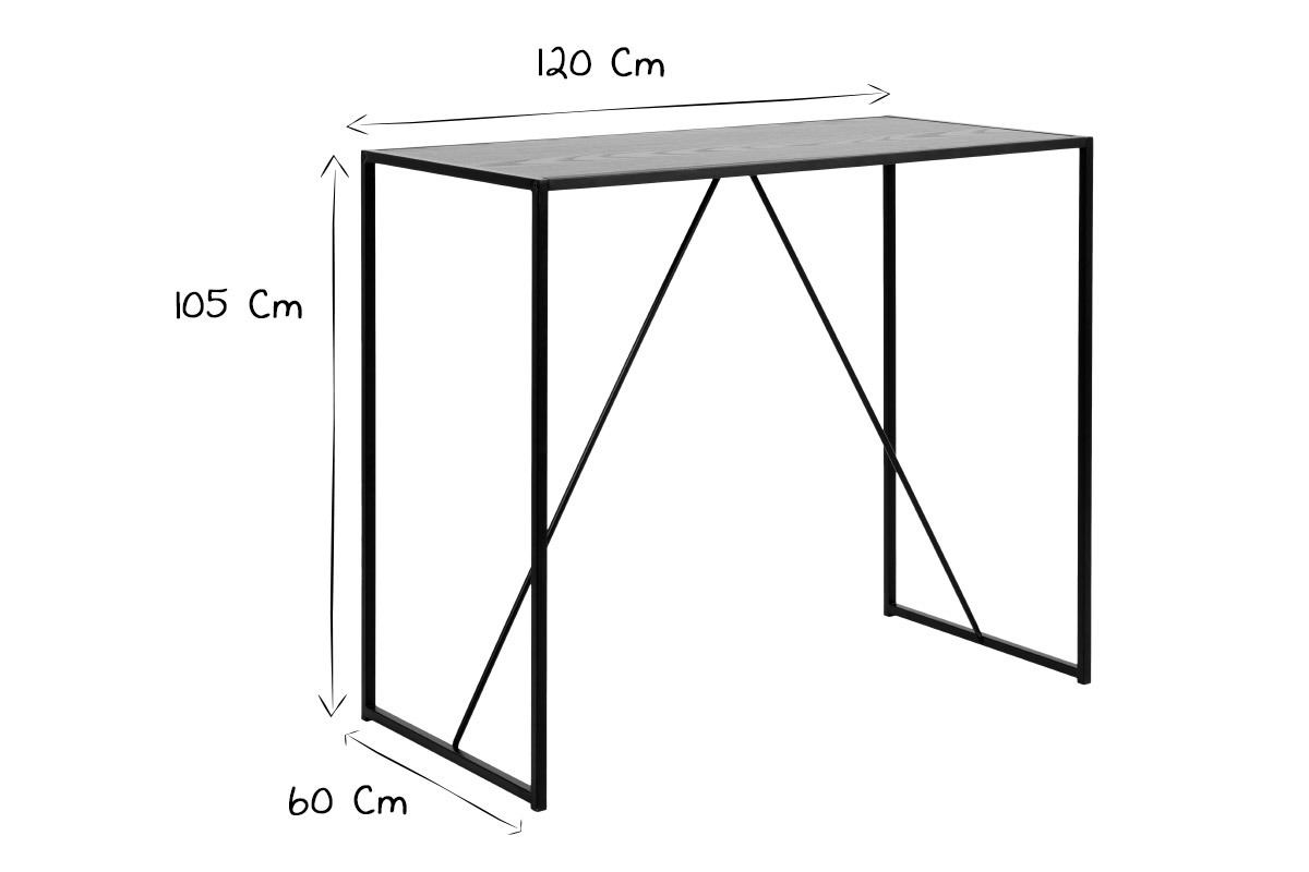 Table de bar design bois noir et mtal TRESCA