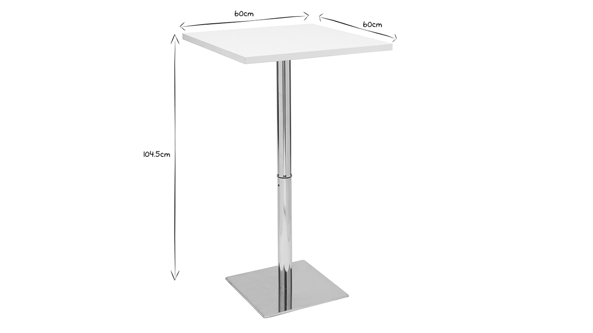 Table de bar design carre blanche L60 cm JACK