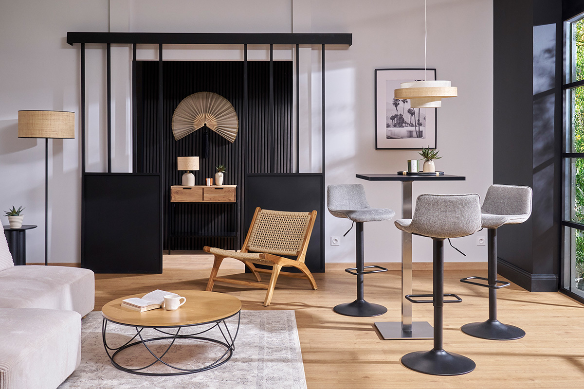 Table de bar design carre noire L60 cm JORY