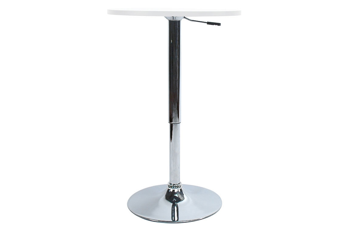 Table de bar design ronde r�glable en hauteur / mange debout CHARLIE blanc