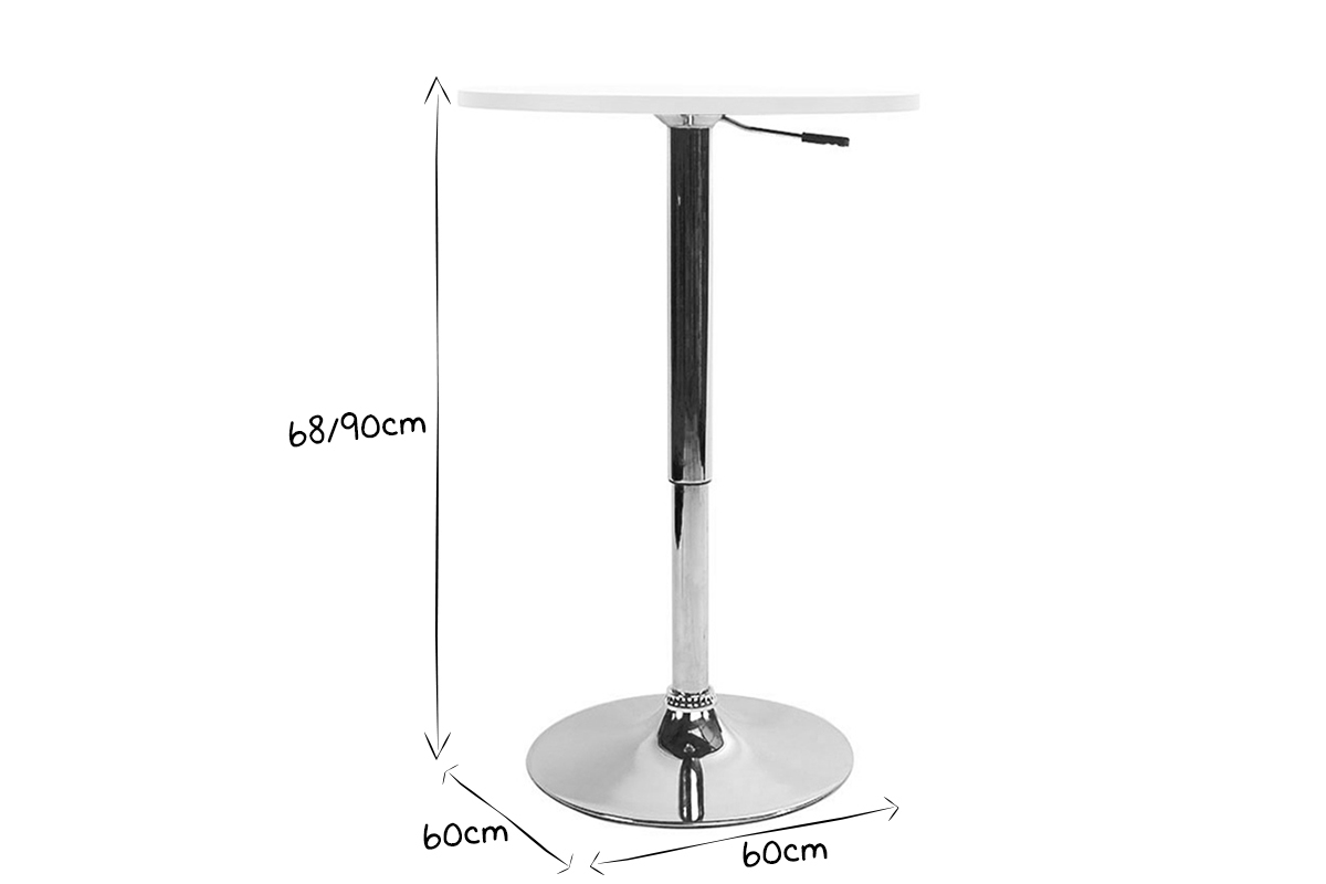 Table de bar design ronde r�glable en hauteur / mange debout CHARLIE blanc