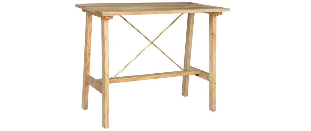 Table de bar en manguier massif et m�tal dor� L130 cm MARGHA