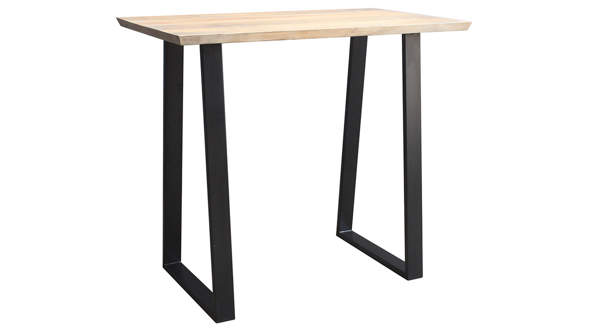Table de bar en manguier massif et mtal noir L120 cm VIJAY