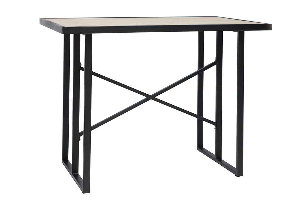 Table de bar en m�tal et verre motif bois QUITO