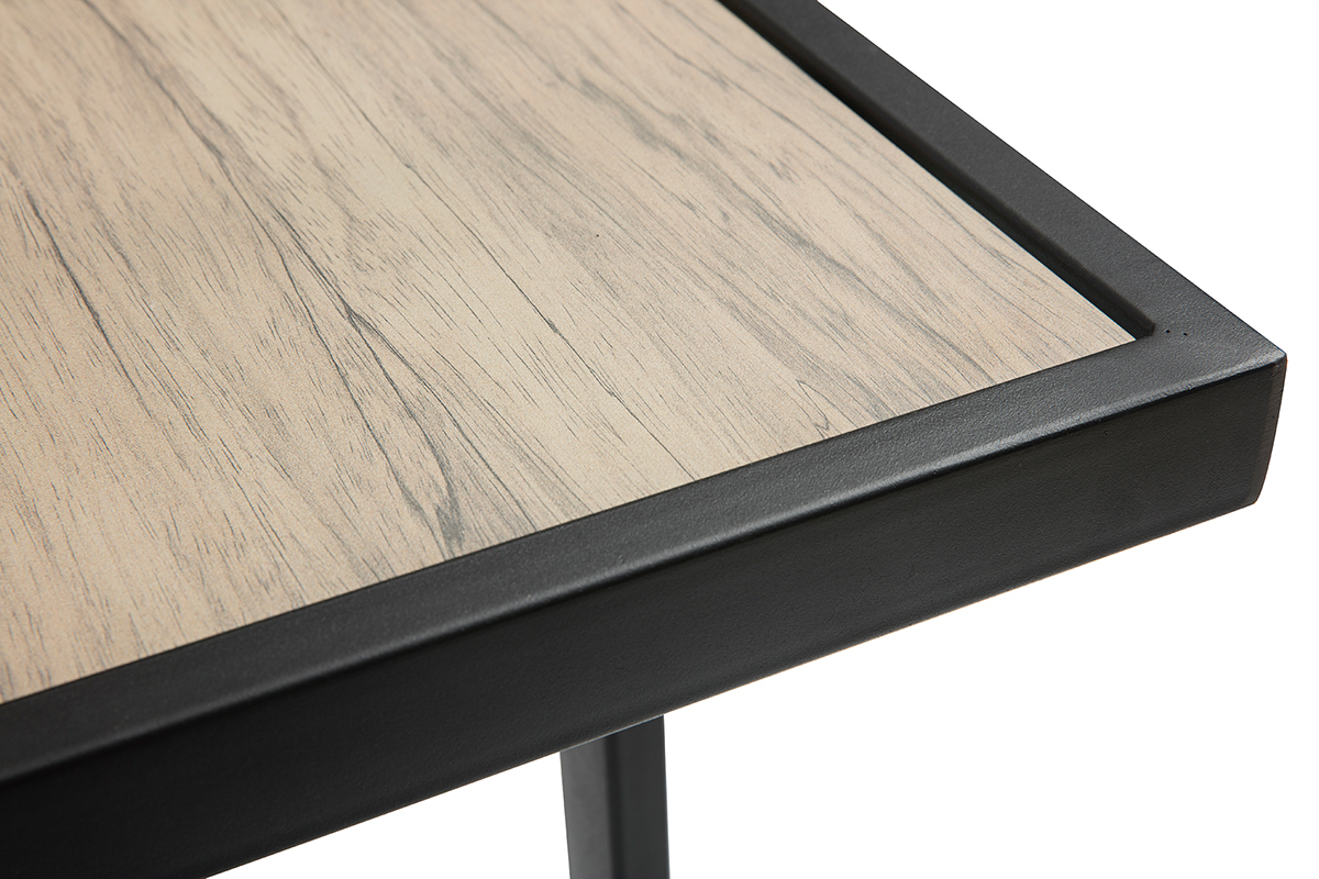 Table de bar en m�tal et verre motif bois QUITO