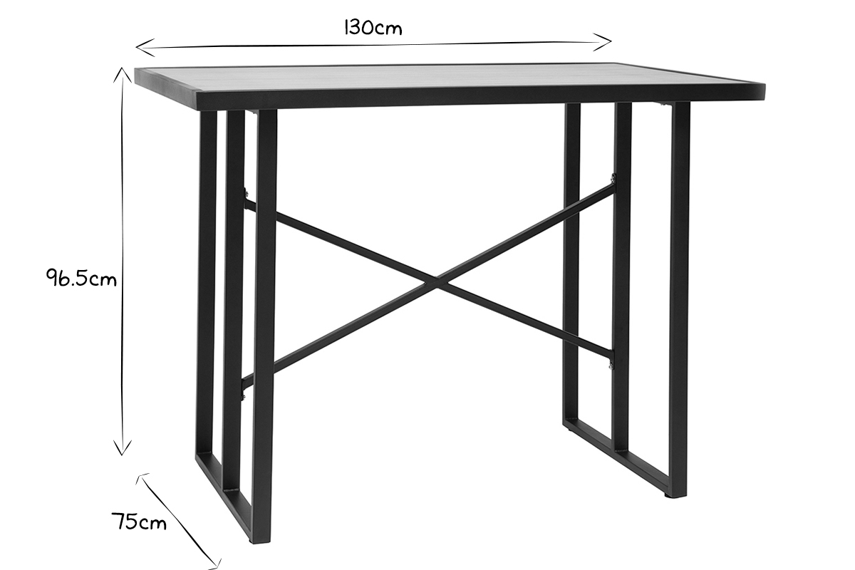 Table de bar en m�tal et verre motif bois QUITO