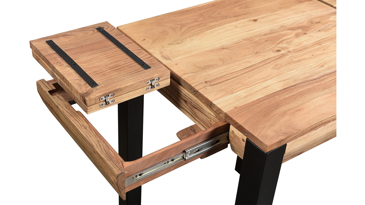 Table de bar extensible en acacia et mtal L80-135 cm TRAP