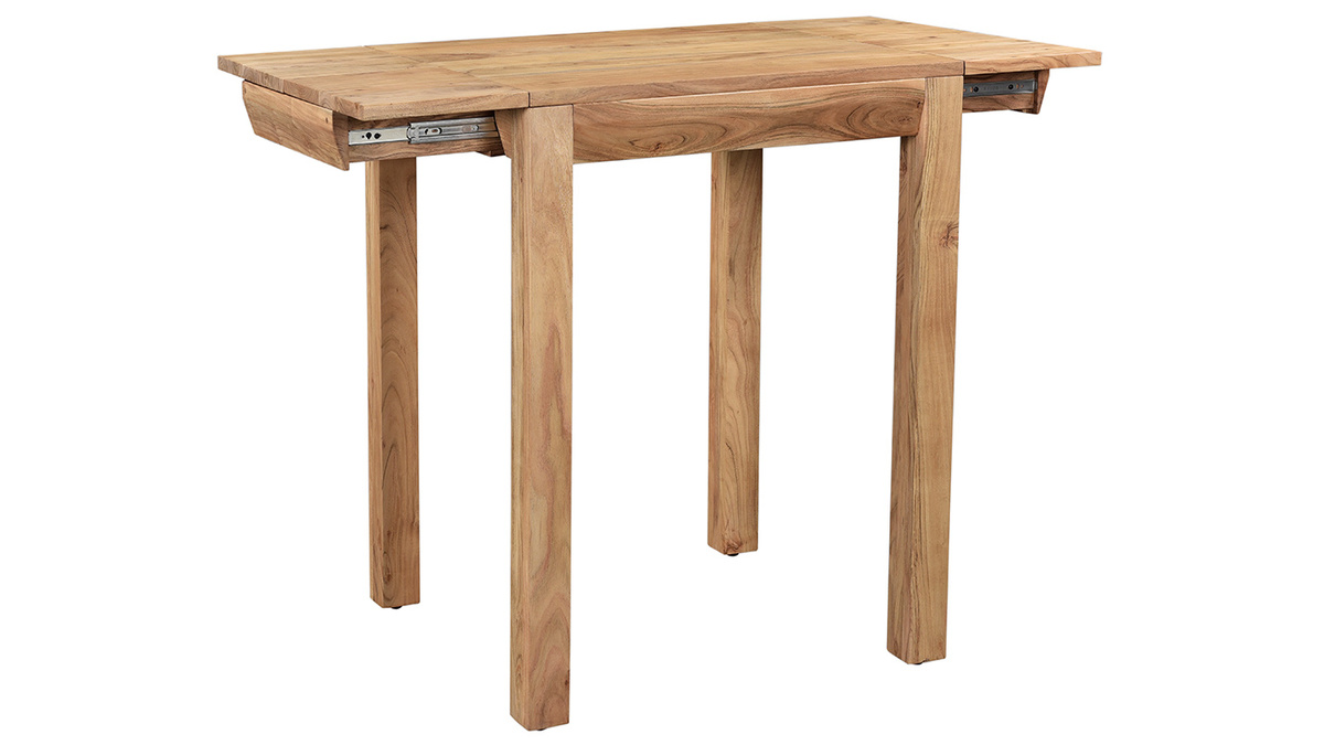 Table de bar haute extensible carre en bois massif L80-135 cm BALTO