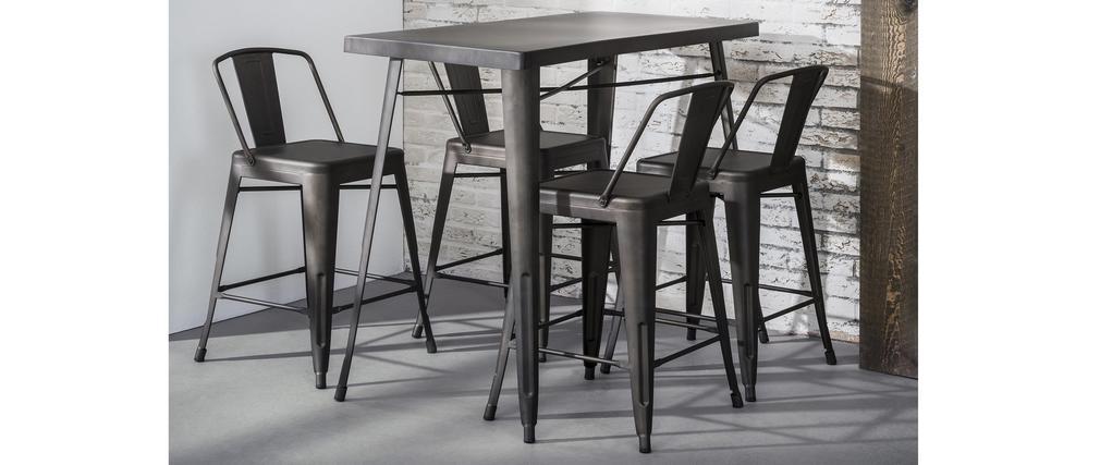 Table de bar industrielle en acier L120 cm DARK