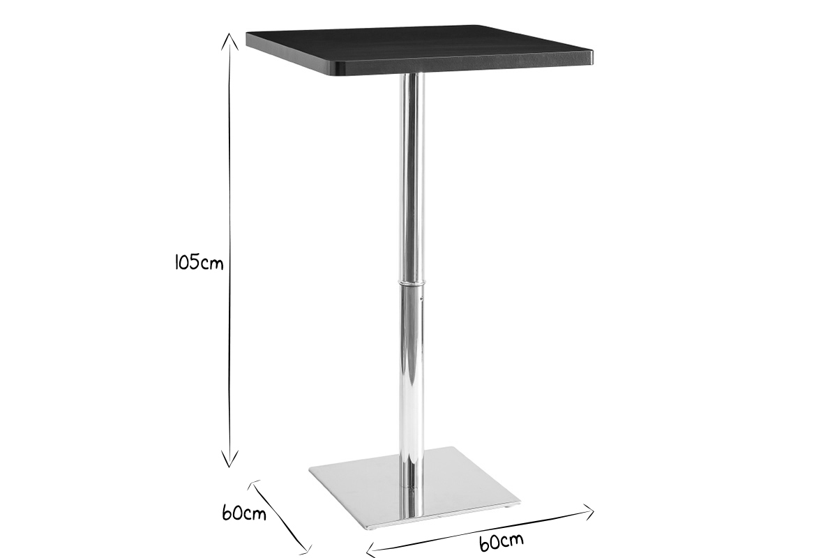 Table de bar noire carr�e JACK