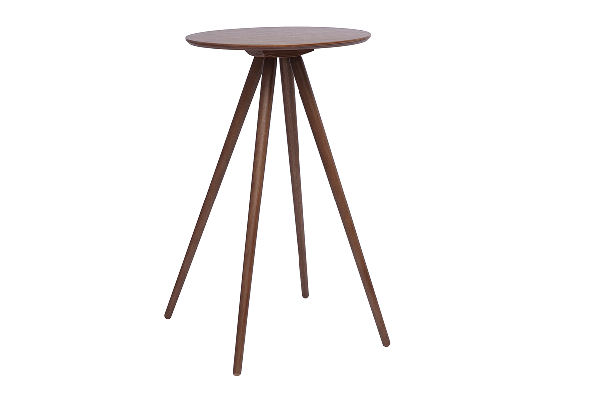 Table de bar ronde en bois fonc� noyer L60 cm NORDECO