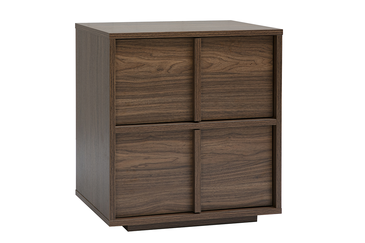Table de chevet 2 tiroirs finition bois fonc� noyer LOTHAIRE