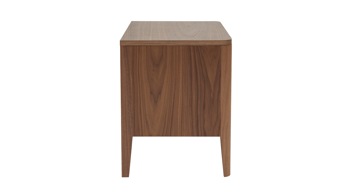 Table de chevet avec rangements 2 tiroirs bois fonc noyer L60 cm BENJA