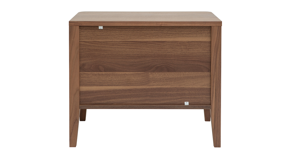 Table de chevet avec rangements 2 tiroirs bois fonc noyer L60 cm BENJA