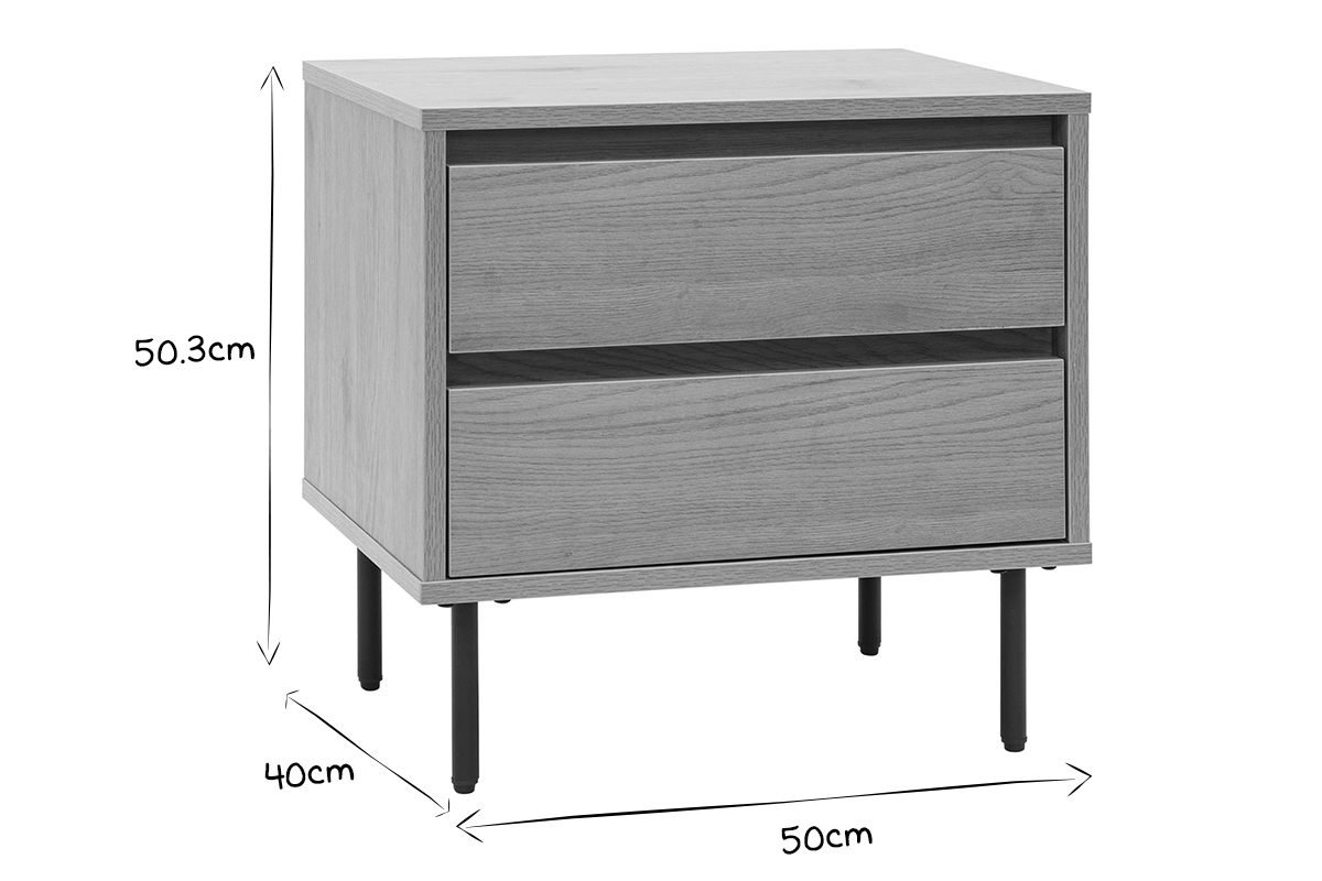 Table de chevet avec rangements 2 tiroirs finition bois clair chne ARAGON