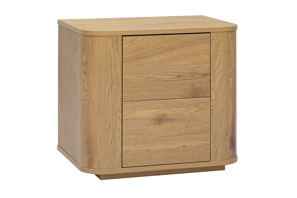 Table de chevet avec rangements 2 tiroirs finition bois clair ch�ne NEGAN