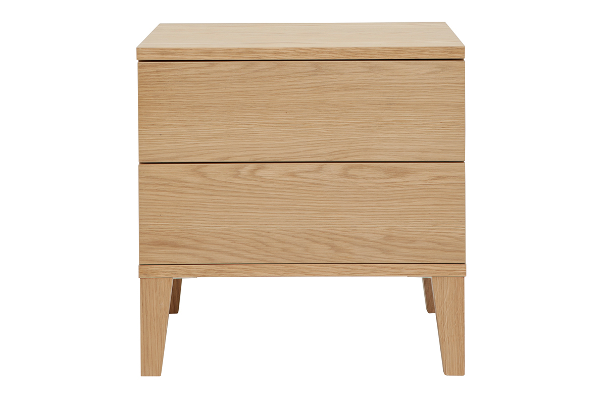 Table de chevet avec rangements 2 tiroirs scandinave bois clair chne FREDDY