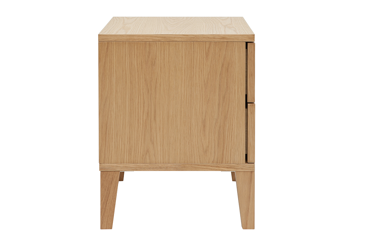 Table de chevet avec rangements 2 tiroirs scandinave bois clair chne FREDDY