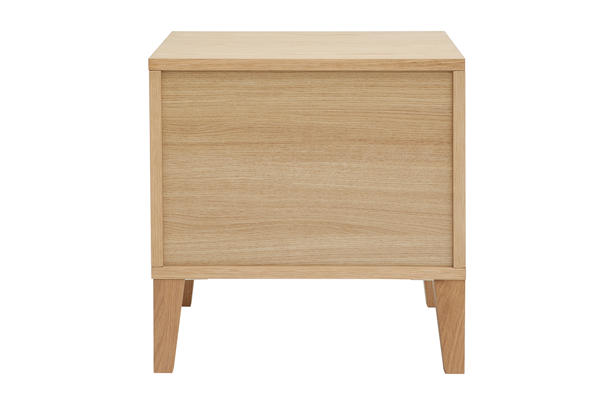 Table de chevet avec rangements 2 tiroirs scandinave bois clair chne FREDDY