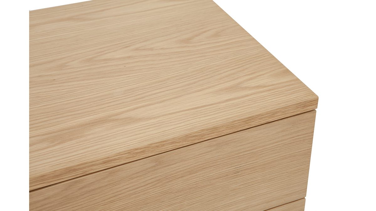 Table de chevet avec rangements 2 tiroirs scandinave bois clair chêne L50 cm FREDDY