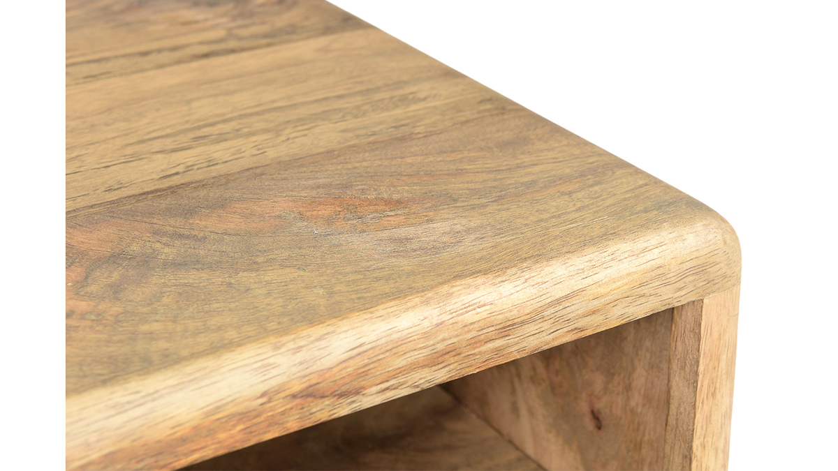 Table de chevet avec rangements bois manguier massif grav et mtal noir L40 cm MORISSON