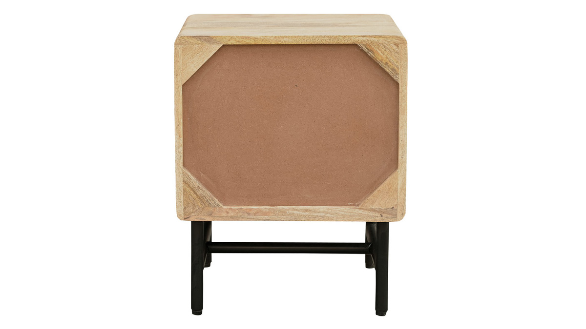 Table de chevet avec rangements bois manguier massif grav et mtal noir L40 cm MORISSON