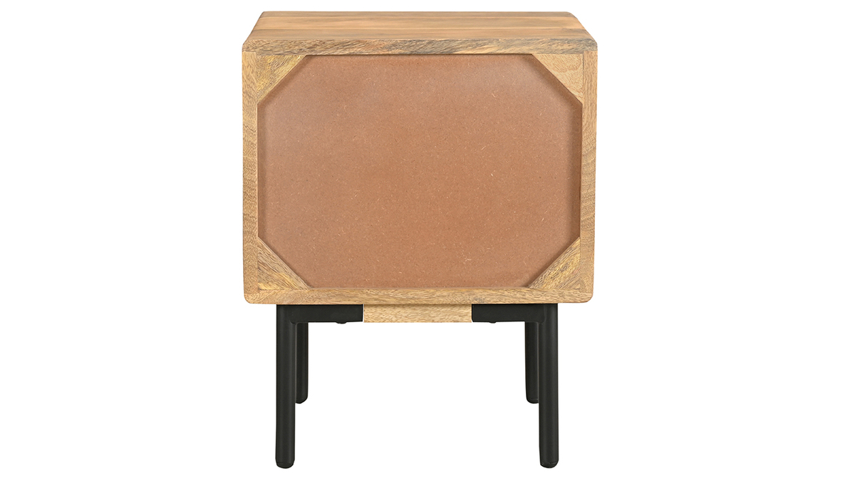 Table de chevet avec rangements en bois manguier massif et mtal noir L40 cm JUDE