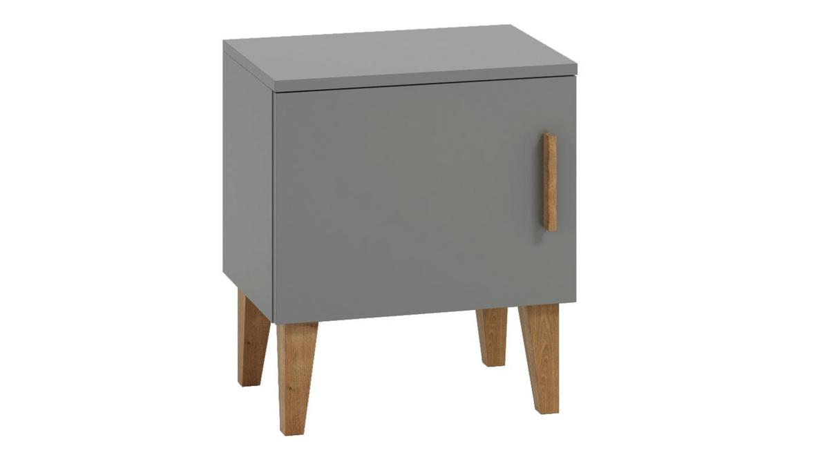 Table de chevet avec rangements gris et bois clair L50 cm ELIAS
