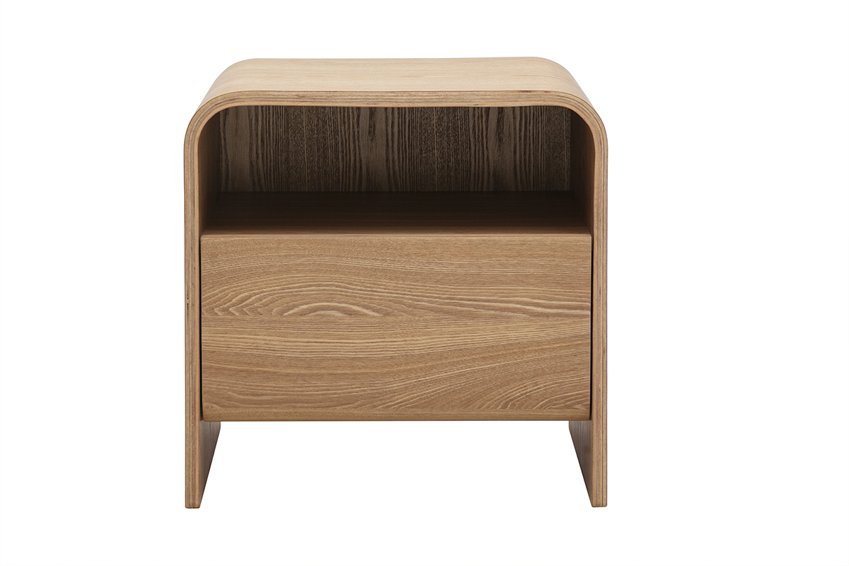 Table de chevet avec tiroir en bois clair fr�ne KYLIA
