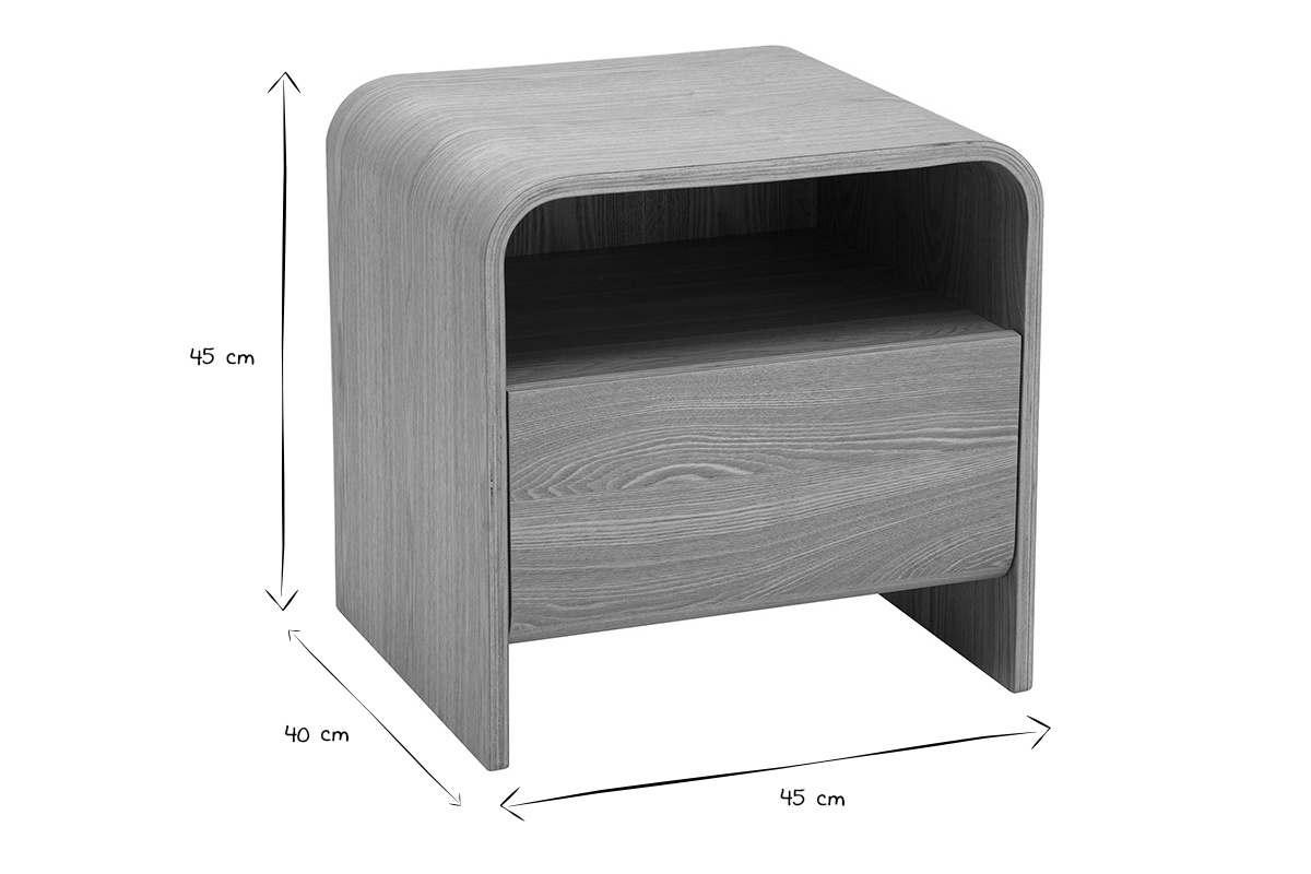 Table de chevet avec tiroir en bois clair fr�ne KYLIA