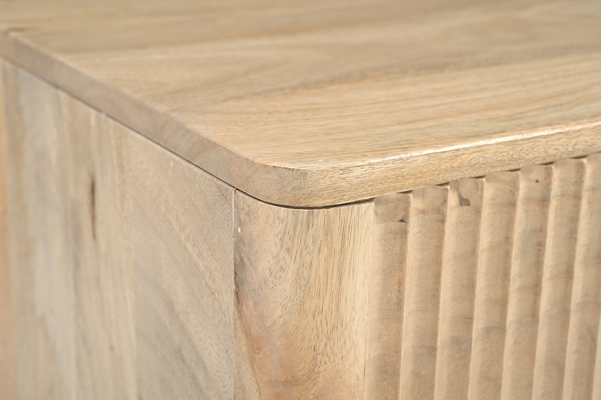 Table de chevet avec tiroir en bois clair manguier massif ALDA
