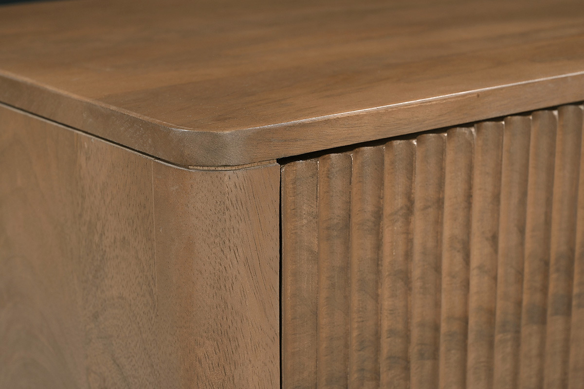 Table de chevet avec tiroir en bois fonc� manguier massif ALDA