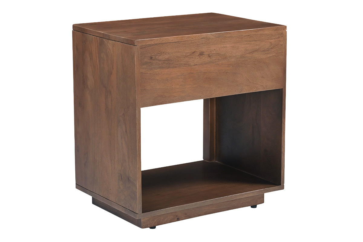 Table de chevet avec tiroir en bois fonc� manguier massif ALDA